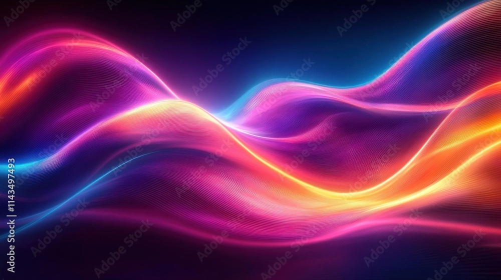 Neon Waves Abstract Energy Flow Background Neon Waves Abstract Energy Flow Background