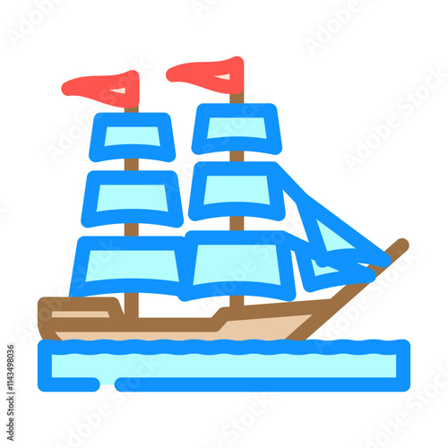 brigantine ancient ship color icon vector. brigantine ancient ship sign. isolated symbol illustration