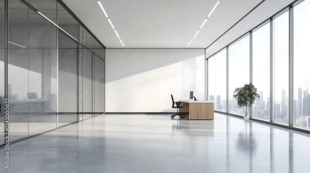 Bright Office Room with Mockup in Wide Shot Photo. AI Generated Bright Office Room with Mockup in Wide Shot Photo. AI Generated