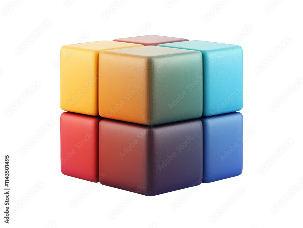 Colorful cube on black background, a vibrant contrast of color and geometry in digital art Colorful cube on black background, a vibrant contrast of color and geometry in digital art