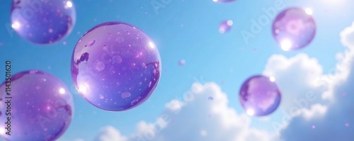 Wallpaper Mural Amethyst gelatinous spheres suspended in a cloudless blue sky, soft focus image, clear blue sky Torontodigital.ca