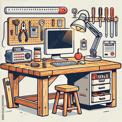 Illustration of work table