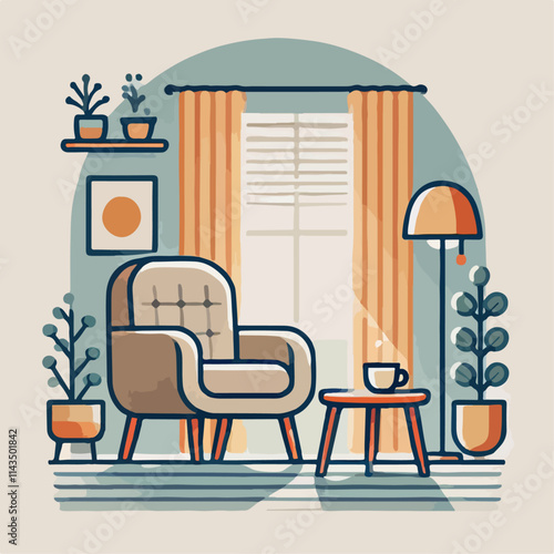 living room interior illustration