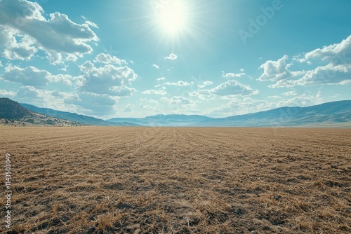 Desertification impact on barren land nature aerial view photo