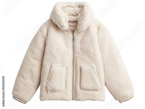Luxurious white hooded jacket with fur trim, stay warm and stylish in winter's embrace