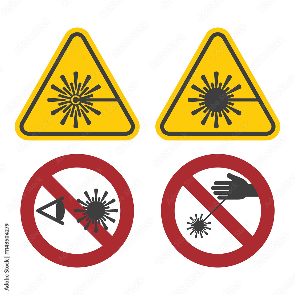 warning laser beam flat symbol