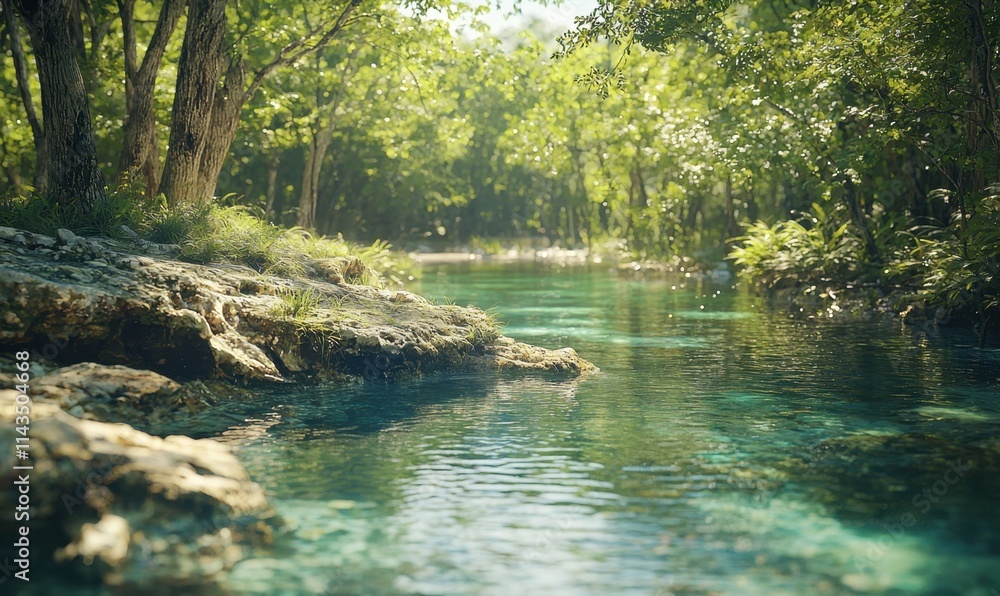 Fototapeta premium Water conservation in lush forest landscape nature scene