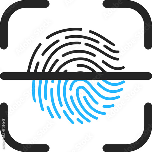 fingerprint scan identification biometric icon vector design