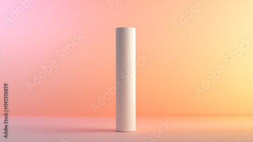 Blank tube mockup standing softly on gradient background 3D render. AI Generated