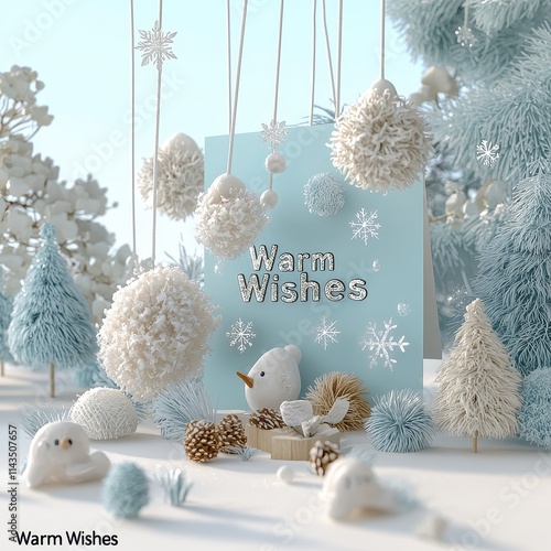 Winter Wonderland Display with Warm Wishes and Decorative Accents photo