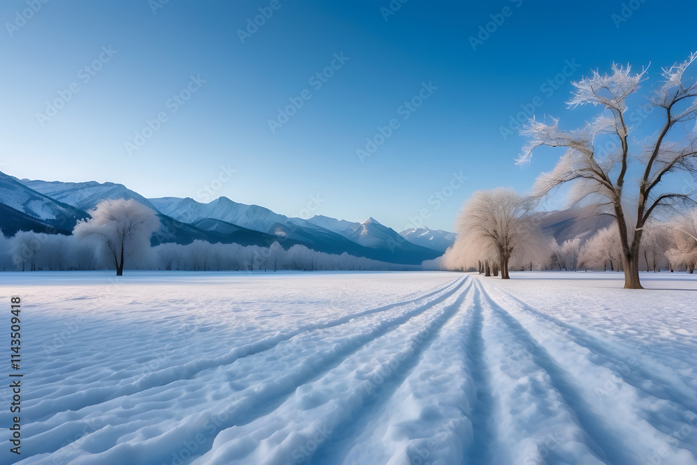 “Frozen Waterfall Escape”,A dramatic frozen waterfall cascading down a snow-covered cliffside surrounded by tall evergreen trees “Frozen Waterfall Escape”,A dramatic frozen waterfall cascading down a snow-covered cliffside surrounded by tall evergreen trees