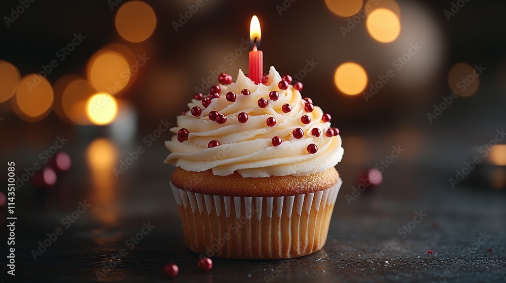 Delicious Birthday Cupcake With Single Candle Delicious Birthday Cupcake With Single Candle