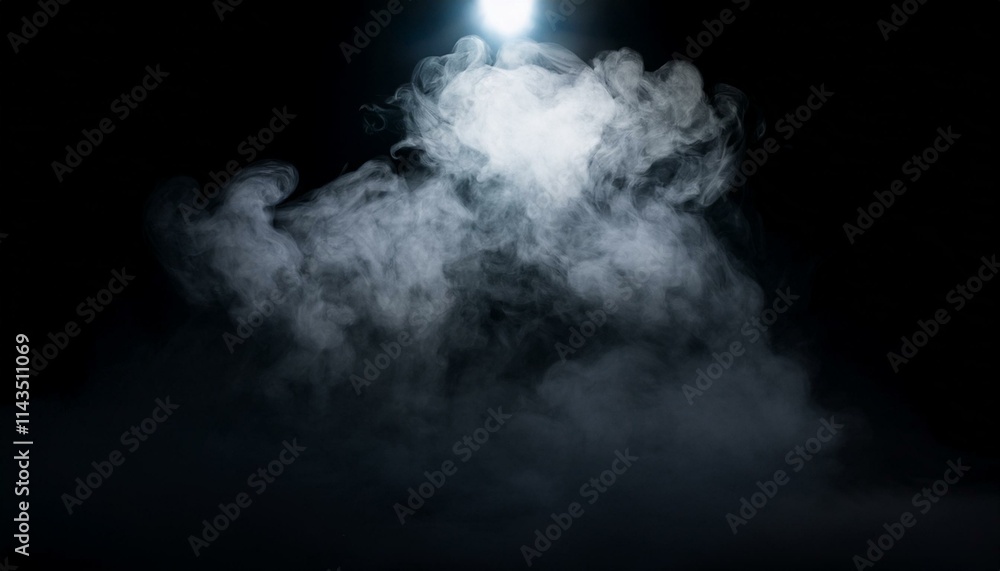 Fototapeta premium ドライアイスの煙とスポットライトの光. Dry Ice Smoke and Spotlight Beams. AI generated.
