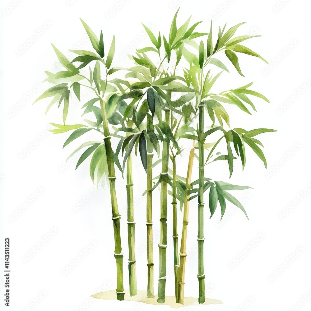 Fototapeta premium Lush green bamboo stems create a serene and calming nature scene.
