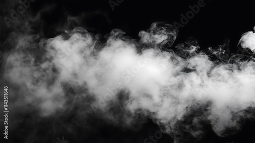 White smoke gently swirling darkly photo wide shot. AI Generated