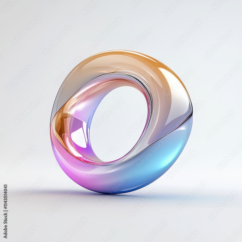 Colorful Abstract Shape with Smooth Curves and Reflective Surfaces Colorful Abstract Shape with Smooth Curves and Reflective Surfaces