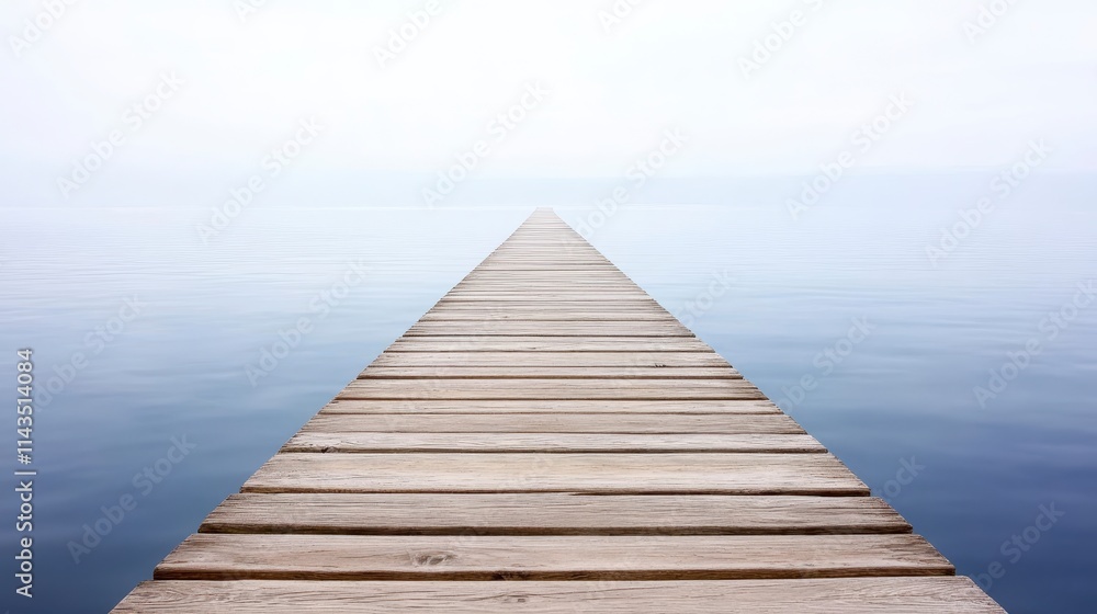 A serene wooden pier extends into calm waters, shrouded in mist, creating a tranquil and dreamy atmosphere. A serene wooden pier extends into calm waters, shrouded in mist, creating a tranquil and dreamy atmosphere.
