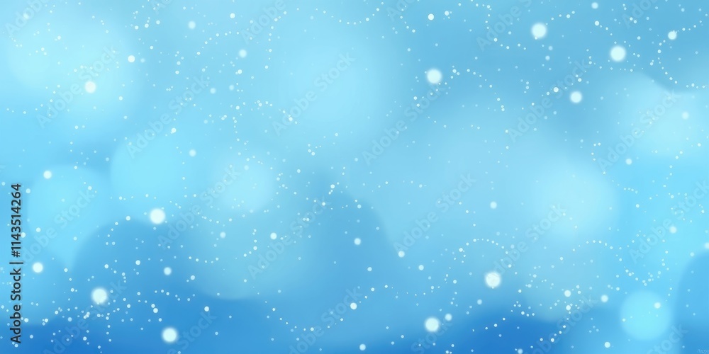 Fototapeta premium This serene blue backdrop is adorned with delicate shimmering light spots, creating a tranquil and enchanting ambiance suited for artistic expressions and visual delights