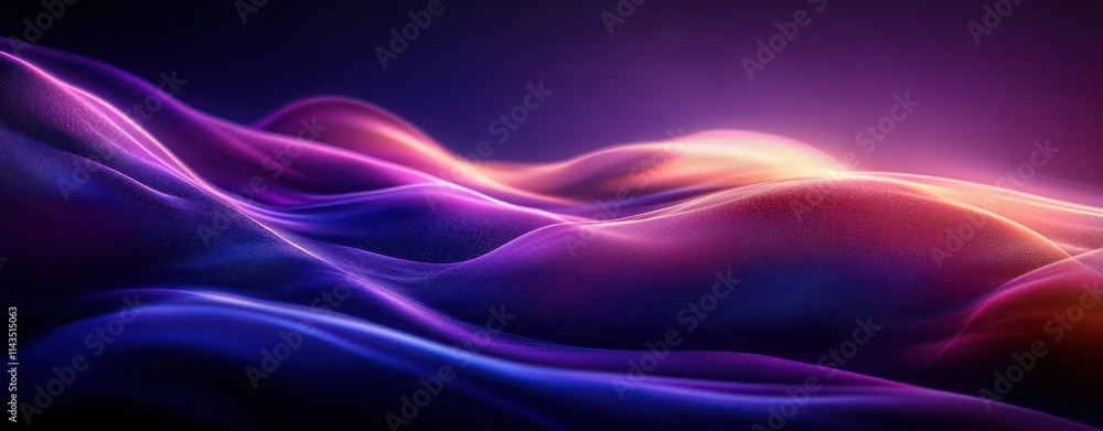 Abstract Flowing Waves in Neon Purple and Blue Light Abstract Flowing Waves in Neon Purple and Blue Light