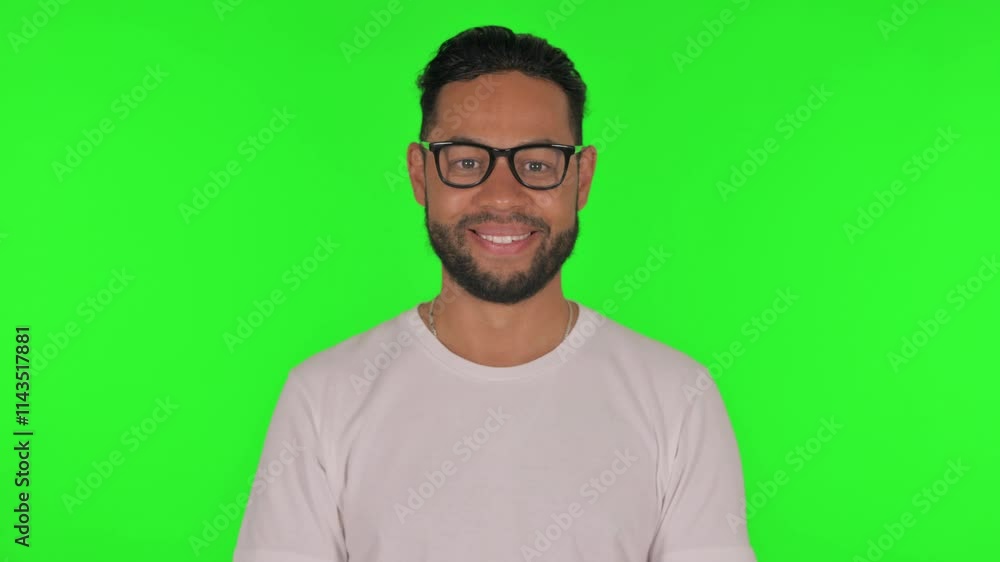 Smiling Man on Green Background, Portrait Smiling Man on Green Background, Portrait