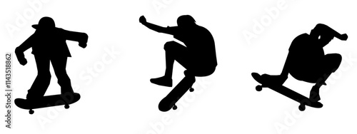 Skateboarding Silhouette Illustration. hobbies and sports. vector design.