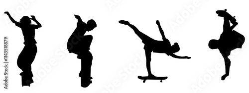 Skateboarding Silhouette Illustration. hobbies and sports. vector design.