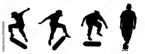 Skateboarding Silhouette Illustration. hobbies and sports. vector design.