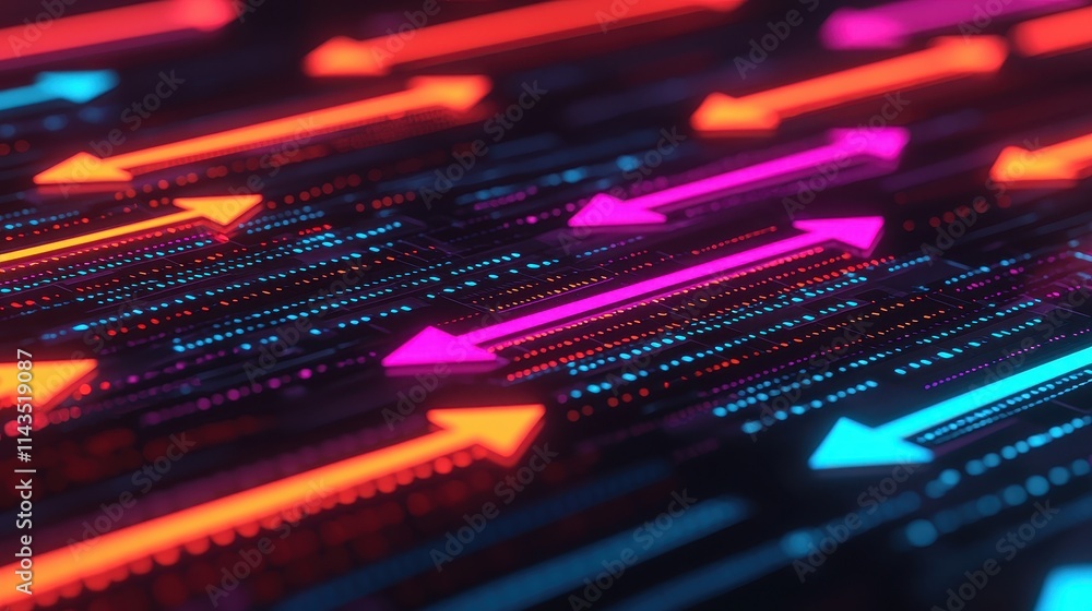 Fototapeta premium Colorful Abstract Arrows in Motion on Dark Background
