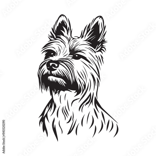 Australian Silky Terrier Dog Head Vectors and Illustrations isolated on white background.