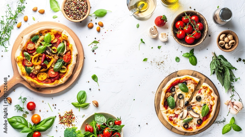 The Tempting Pizza for Vegetarian and Vegan on White Background: A Wholesome and Flavorful Option for All. The Tempting Pizza for Vegetarian and Vegan on White Background: A Wholesome and Flavorful Option for All.