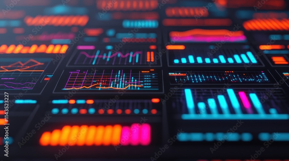 Abstract Digital Interface with Charts and Graphs in Dark Theme Abstract Digital Interface with Charts and Graphs in Dark Theme