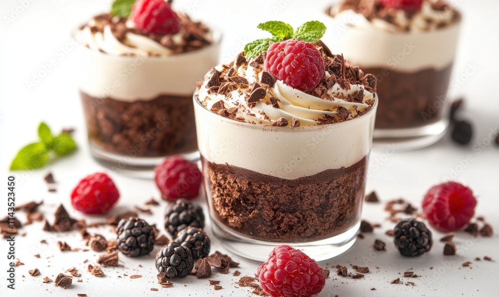 Bright chocolate mousse cups in food photography Bright chocolate mousse cups in food photography