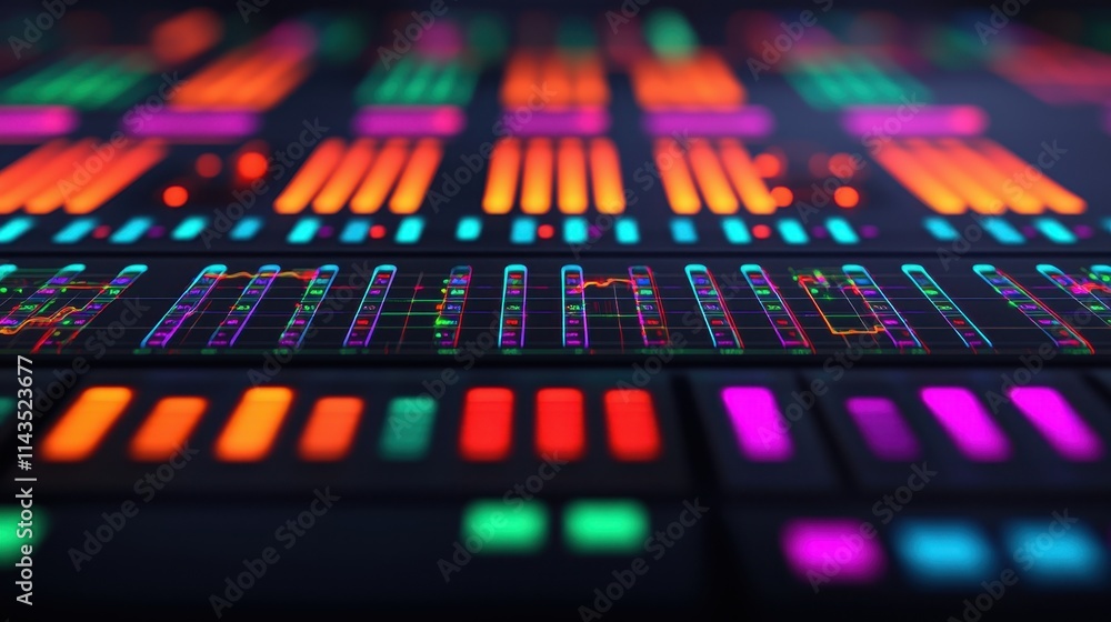 Colorful Abstract Digital Background with Neon Lines and Patterns Colorful Abstract Digital Background with Neon Lines and Patterns