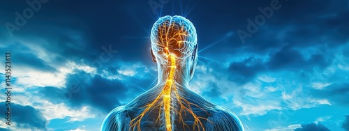 Illustrated diagram of the nervous system pathways throughout the body