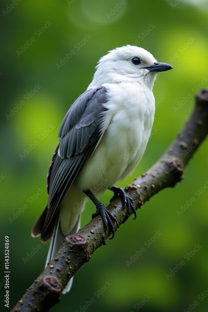 Bird perched on branch with feathers in shades of white and grey, tree branch, branch, feather Bird perched on branch with feathers in shades of white and grey, tree branch, branch, feather