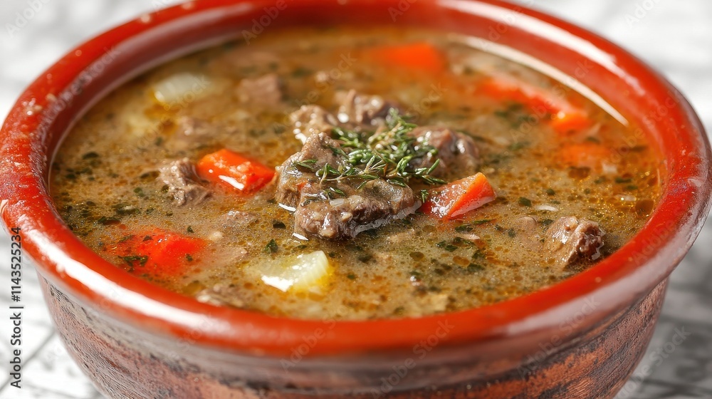 A hearty bowl of beef stew with tender chunks and vegetables, featuring a rich and savory broth served in a rustic bowl. The comforting colors and inviting presentation highlight flavor and A hearty bowl of beef stew with tender chunks and vegetables, featuring a rich and savory broth served in a rustic bowl. The comforting colors and inviting presentation highlight flavor and