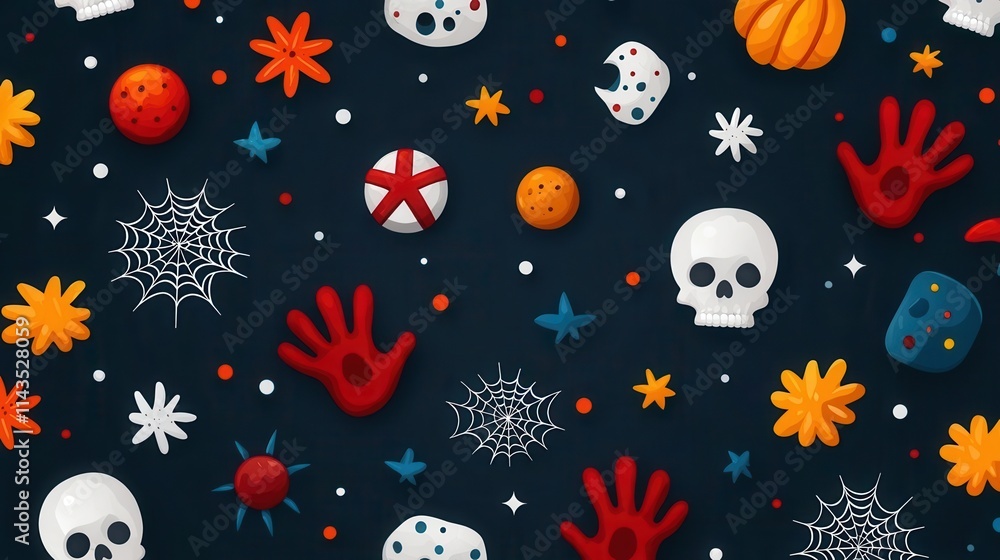 Spooky and Atmospheric Halloween Pattern Filled with Pumpkins Skulls Cobwebs Hands and Mystic Celestial Elements Vibrant Grungy and Visually Striking Digital Perfect for Holiday Decor Wallpapers Spooky and Atmospheric Halloween Pattern Filled with Pumpkins Skulls Cobwebs Hands and Mystic Celestial Elements Vibrant Grungy and Visually Striking Digital Perfect for Holiday Decor Wallpapers
