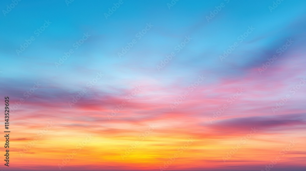 Serene Colorful Sky at Dusk with Vibrant Sunset Hues and Clouds Serene Colorful Sky at Dusk with Vibrant Sunset Hues and Clouds