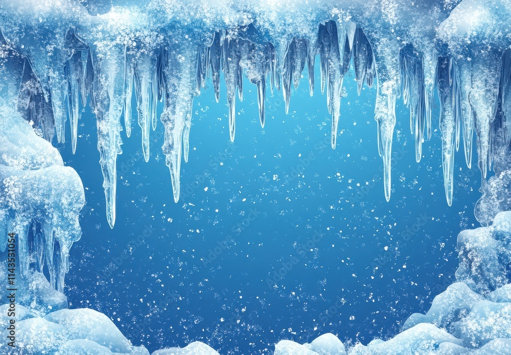 Ice Cave Background with Icicles and Blue Water, Frosty Texture, Snowy Environment, Winter Wonderland Scene, Perfect for Holiday and Seasonal Designs Ice Cave Background with Icicles and Blue Water, Frosty Texture, Snowy Environment, Winter Wonderland Scene, Perfect for Holiday and Seasonal Designs