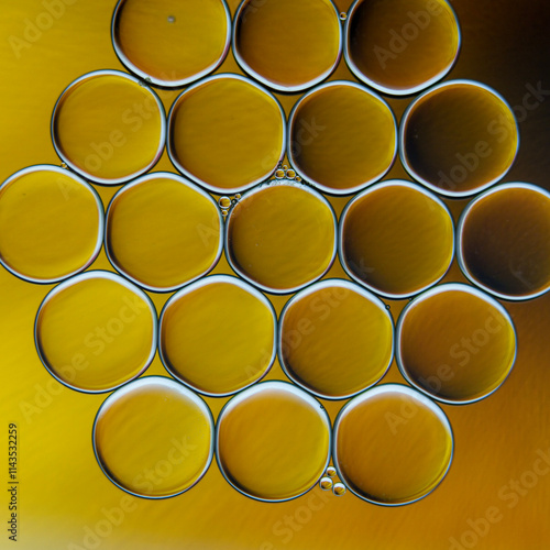 Golden abstract with circular geometric arrangement
