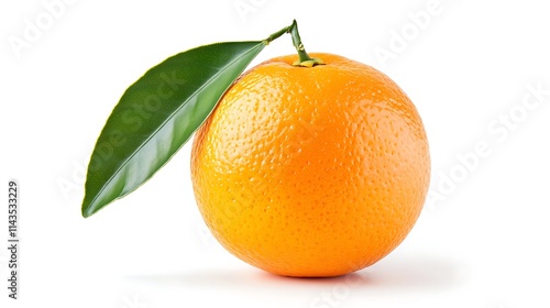 Vibrant orange fruit close up photo rests on white mockup background. AI Generated