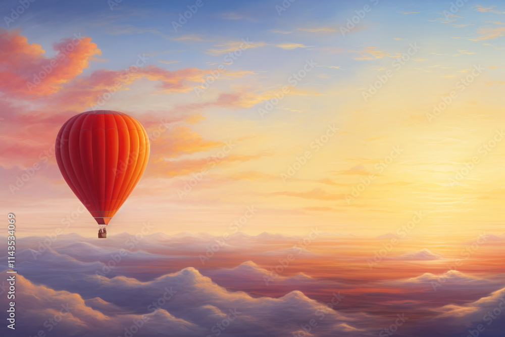 Fototapeta premium Balloon Journey Through a Serene Valley