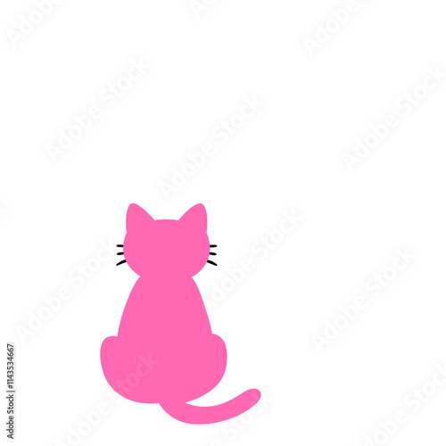 Cat, Pink cat, Back view, Whiskers, Cute, Simple, Illustration, Colorful, Art, Design, Animal, Cat art, Color variations, Digital art, Pet, Minimalist, Material, Simple material