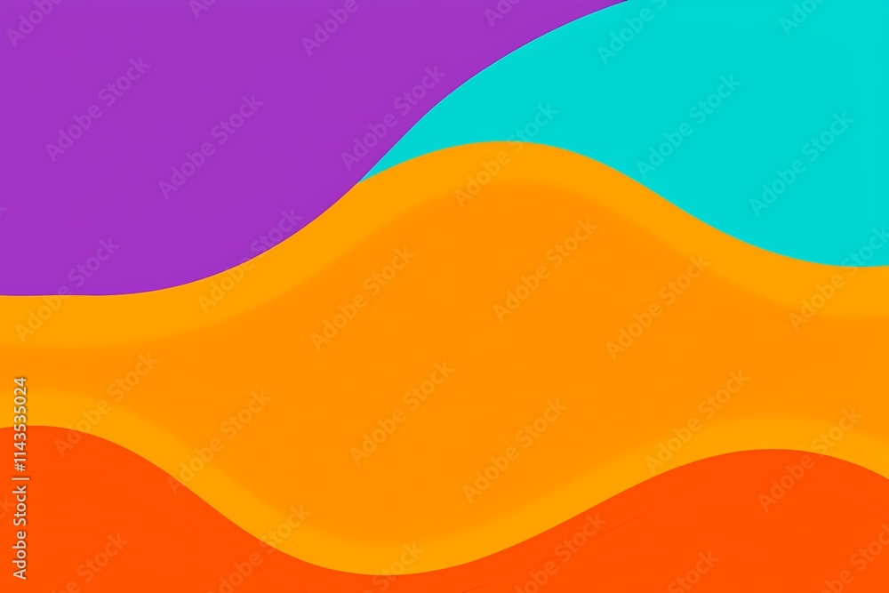 Fototapeta premium Abstract Colorful Waves in Purple, Orange, Yellow, and Aqua Tones
