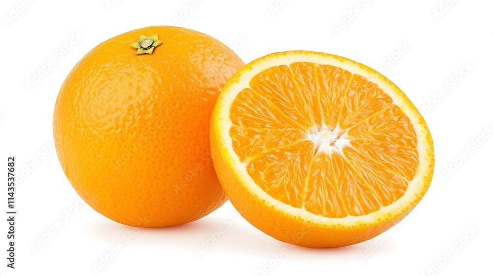 Vibrant sliced orange close up photo on bright backdrop. AI Generated Vibrant sliced orange close up photo on bright backdrop. AI Generated