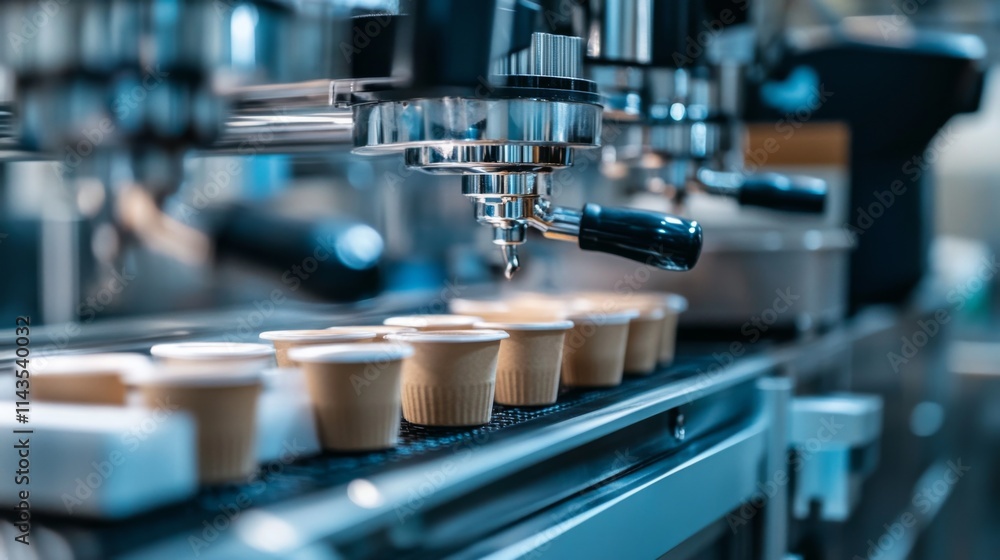 Automated coffee pod filling machine in action. Automated coffee pod filling machine in action.