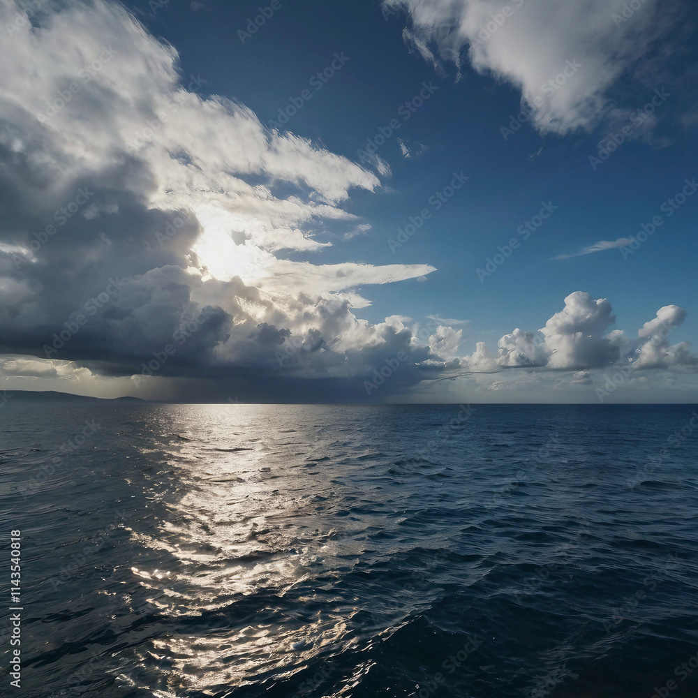Fototapeta premium an image of a Calm weather on sea or ocean with clouds