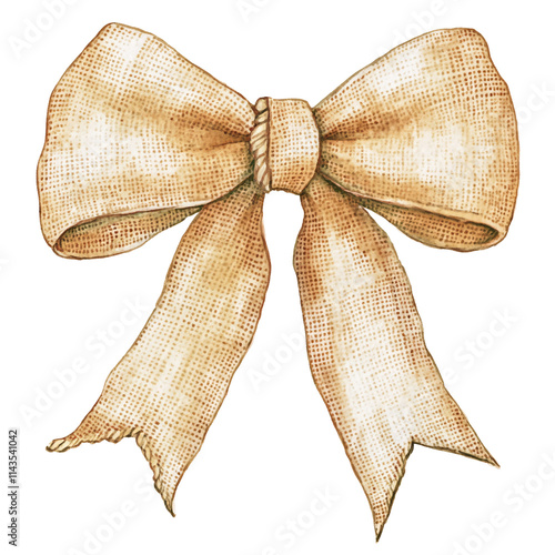 Rustic christmas bow clipart on burlap texture holiday decorations digital art home decor creative design concept