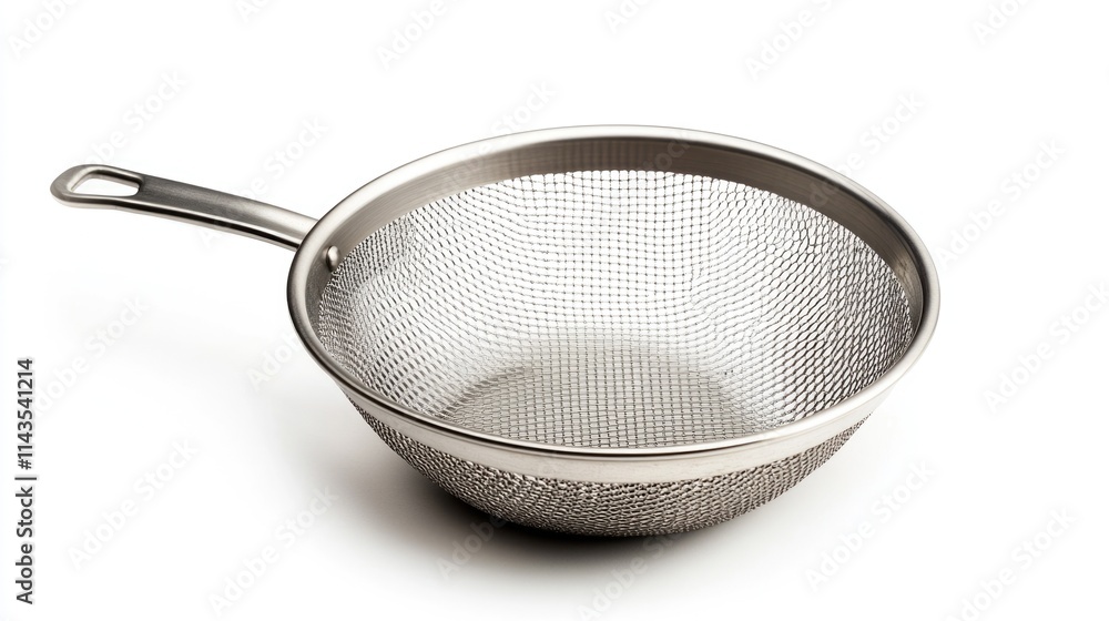Elegant Tea Sieve with Handle, Isolated on White Background, Ideal for Closeup Food Preparation and Brewing Elegant Tea Sieve with Handle, Isolated on White Background, Ideal for Closeup Food Preparation and Brewing