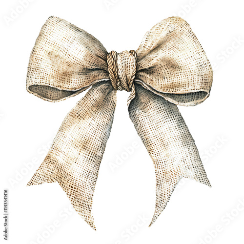Rustic christmas bow decoration burlap texture clipart festive home decor whimsical environment artistic viewpoint holiday concept